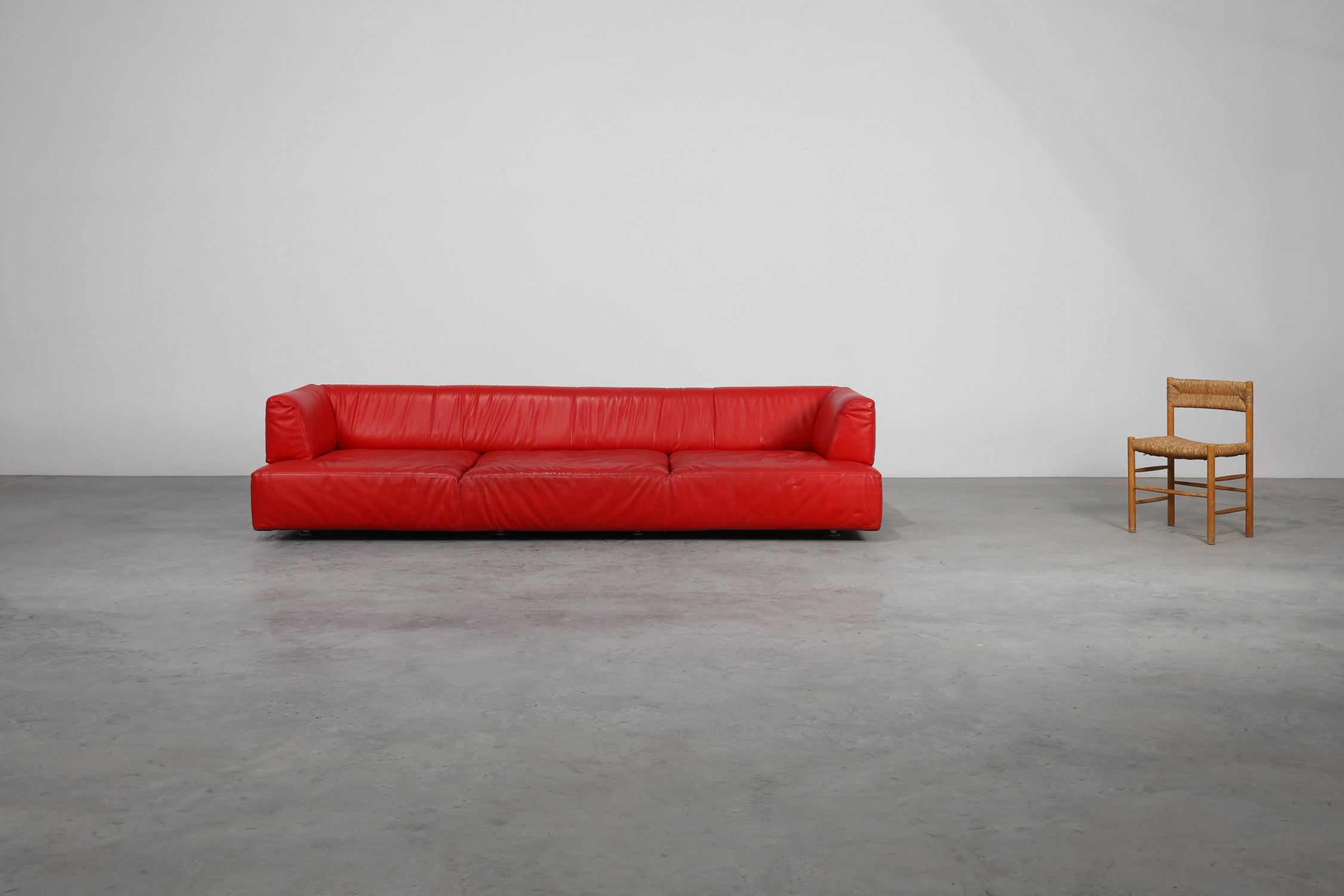 Red Mid-century 3-seater Leather Sofa by Edra, Italy 2000thumbnail
